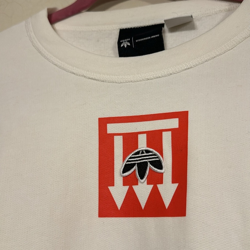 ALEXANDER WANG x ADIDAS crew neck sweatshirt with red print on front & back Sz.M - Picture 2 of 15